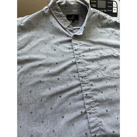 Molokai Surf Co. Men's Button-Up Short-Sleeve Shirt Gray Nautical Size XXL 2XL - Picture 8 of 8